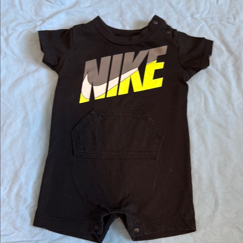 Nike Black and Lime Green Shorts Jumpsuit with Athletic Design